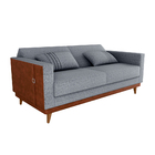 Sofá Cama Pala 203cm Reclinável Courino Marrom | Linho Cinza